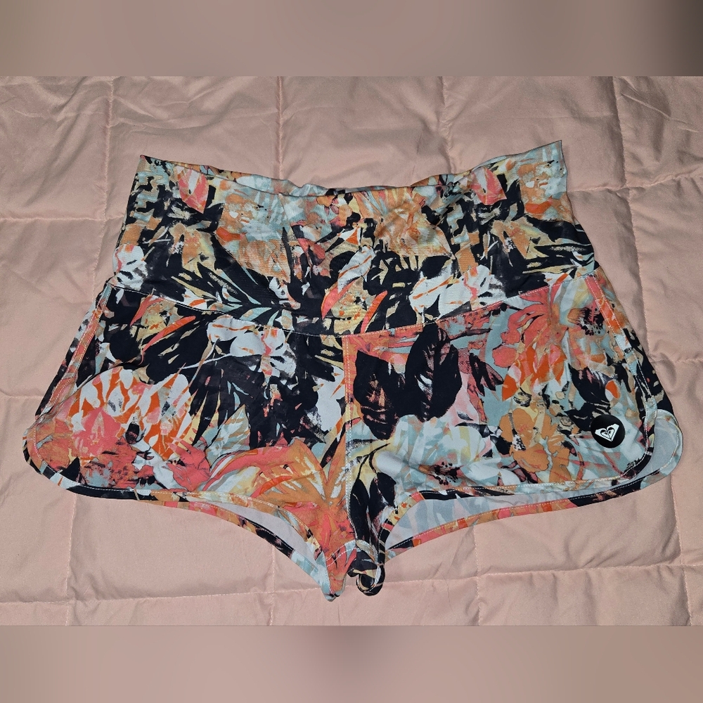 Roxy Women's Swim Endless Summer Board Shorts Black and Orange Large L